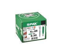SPAX Kit de Fixation 200 pcs. Vis 4,5x45 mm et Chevilles SD 6x30, T20 | Set de 100 vis universelles et 100 chevilles nylon pour beton, brique, beton cellulaire et pierre naturelle durable