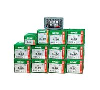 SPAX Kit de vis de bricolage, 3500 T-Star Plus WIROX T20/T30, filetage partiel, mélange de tailles 3,5 x 16 à 5 x 80 mm, revêtement anti-rouille, kit exclusif avec jeu d'embouts