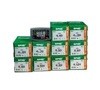SPAX Kit de vis de bricolage, 4200 T-Star Plus WIROX T20/T30, filetage partiel, mélange de tailles 4 x 40 à 6 x 120 mm, revêtement anti-rouille, kit exclusif avec jeu d'embouts
