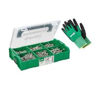 SPAX L-BOXX Mini Coffret de montage - 700 vis à tête fraisée en 6 dimensions, WIROX A9J, T-STAR plus, avec gants de travail et 3 embouts T20, 8000000294549