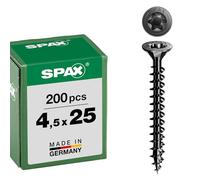 Spax Vis universelles T-STAR plus 4,5x25 mm filetage complet tête fraisée noir Lot de 200