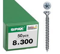 SPAX Lot de 50 vis pour construction en bois, 8,0 x 300 mm, T-STAR Plus, tête fraisée avec nervures de fraisage, filetage complet, pointe CUT, WIROX A3J, 1201010803005