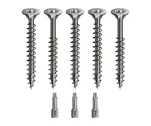 Spax Lot de vis à bois avec filetage complet/partiel + embout Torx | 5 tailles : 3 x 30 ; 4 x 40 ; 4,5 x 45 ; 5 x 80 ; 6 x 100 | Acier inoxydable A2 - Antirouille