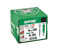 SPAX Set de vis(universelle 4,5x45) à cheville(expansion SD 6x30)Ø6 200 pièces, WIROX A9J,T-STAR plus T20, pour la fixation dans béton normal et cellulaire, la brique pleine et perforée- 5000001200015