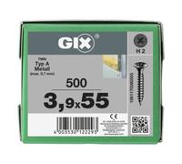 SPAX Spax GIX-A Tête trompette 3,9 x 55 H2 Filetage fin phosphaté Quantité:500