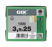 SPAX Spax GIX-B Tête trompette 3,9 x 25 H2 Filetage grossier PHOSPHATÉ Quantité:1000