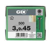 SPAX GIX-B 1891170390455 Lot de 500 vis pour cloison sèche 3,9 x 45 mm Filetage grossier Tête trompette Phillips H2 Vis pour cloisons sèches pour structures en bois