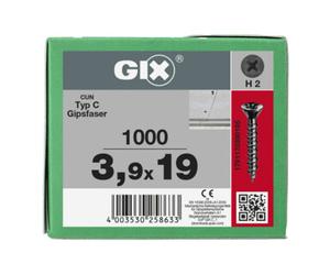 SPAX Spax GIX-C Fraises à rainures 3,9 x 19 H2 filetage fin phosphaté Quantité:1000