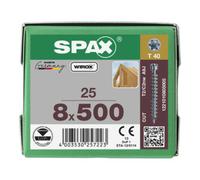 SPAX Lot de 25 vis à tête cylindrique 8,0 x 500 VG Torx 40 Wirox Argenté