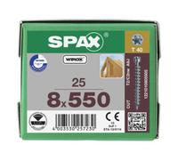 Vis bois SPAX tête cylind. Wirox 8x550 mm Filetage total pointe Cut - Boite de 25 - 1221010805505 Bois G