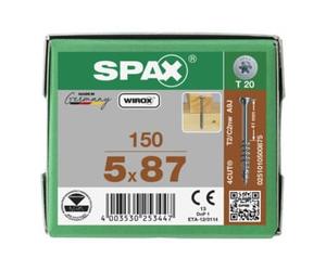 SPAX SPAX TELKO sans lentille T-STAR+ T20 WIROX 5 x 87 Quantité:150