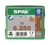 Spax International Vis HI.FORCE 6 x 250 mm filetage partiel tête disque T-STAR plus T30 50 pièces
