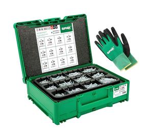 SPAX Systainer³ T-Loc Mallette de Montage, 2 475 Vis, T20, 12 Dimensions | Kit professionnel aménagement intérieur, pointe 4CUT, T-STAR plus, filetage ondulé, 5 Embouts et gants de protection