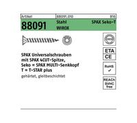 SPAX Lot de 200 vis universelles, 4,0 x 45 mm, T-STAR Plus, tête fraisée, filetage complet, 4CUT, WIROX A3J, galvanisées nues, 1191010400453