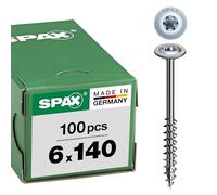 Spax International Vis à bois 0251010601405 6 mm x 140 mm T-STAR plus acier WIROX 100 pièces