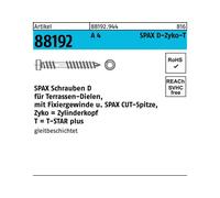 Spax Vis de terrasse, 6 x 40 mm, 200 unités, Filetage de fixation, Tête cylindrique, T-STAR plus T25, Pointe CUT, Acier inoxydable inoxydable A4 - 0538000600403