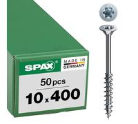 SPAX Vis construction bois, 10 x 400 mm, 50 pièces, Filetage partiel, Tête fraisée, T-STAR plus T50, 4CUT, WIROX - 0191011004005
