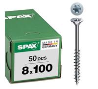 SPAX Vis construction bois, 8 x 100 mm, 50 pièces, Filetage partiel, Tête fraisée, T-STAR plus T40, 4CUT, WIROX - 0191010801005