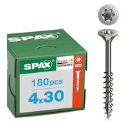SPAX Vis en inox à bois 4 x 30 mm, 180 pièces - Vis à filetage partiel, tête fraisée, T-STAR plus T20, 4CUT, acier inoxydable A2 - 8000000287381