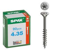 SPAX Vis en inox à bois 4 x 35 mm, 90 pièces - Vis à filetage partiel, tête fraisée, T-STAR plus T20, 4CUT, acier inoxydable A2 - 8000000276460