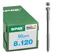 SPAX Vis pour allées et passerelles, 8 x 120 mm, 50 pièces, Filetage de fixation, Tête cylindrique, T-STAR plus T40, Pointe CUT, Acier inoxydable A4-0538000801205