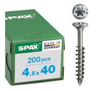 SPAX Vis pour bardage, 4,5 x 40 mm, 200 pièces, Filetage partiel, Tête bombée fraisée, T-STAR plus T20, Pointe CUT, Acier inoxydable A2-25170004504021