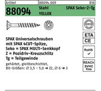 Spax - Vis universelle à tête fraisée Phillips Z 4 Coupe filetage partiel acier zingué passivé Jaune A2L - 0291020350305, 291020450705