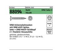 SPAX Spax Vis universelle 4,5 x 16 mm Tête fraisée Pozidriv Z Filetage complet 4CUT YELLOX A2L Quantité:1000