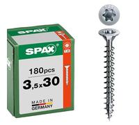 SPAX Vis universelle 3,5 x 30 mm, 180 pièces - Vis à bois, filetage total, tête fraisée, T-STAR Plus T20, pointe 4CUT, evêtement WIROX - 8000000286872