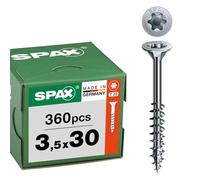 SPAX Vis universelle 3,5 x 30 mm, 360 pièces - Vis à bois, filetage partiel, tête fraisée, T-STAR plus T20, pointe 4CUT, revêtement WIROX - 8000000276675