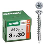 SPAX Vis universelle 3,5 x 30 mm, 360 pièces - Vis à bois, filetage total, tête fraisée, T-STAR Plus T20, pointe 4CUT, evêtement WIROX - 8000000286865