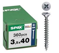 SPAX Vis universelle, 3,5 x 40 mm, 360 pièces, filetage complet, tête fraisée, cruciforme Z2, 4CUT, WIROX - 8000000287015