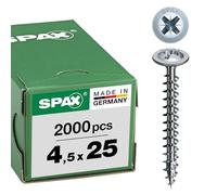 SPAX Vis universelle, 4,5 x 25 mm, 2000 pièces, Tête centrante, Tête ronde large plate, Cruciforme Z2, 4CUT, WIROX - 0281010450252