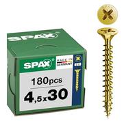 SPAX Vis universelle 4,5 x 30 mm, 360 pièces - Vis á filetage total, tête fraisée, empreinte cruciforme Z2, pointe 4CUT, revêtement YELLOX - 8000000287855