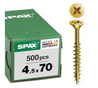 SPAX Vis universelle, 4,5 x 70 mm, 500 pièces, Filetage partiel, Tête fraisée, Cruciforme Z2, 4CUT, YELLOX - 0291020450705
