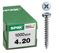 Spax Vis universelle 4 x 20 mm Tête centrante ronde Cruciforme Z2 4CUT WIROX 1000 pièces