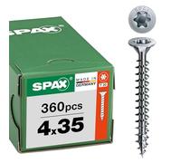SPAX Vis universelle 4 x 35 mm, 360 pièces - Vis à bois, filetage total, tête fraisée, T-STAR Plus T20, pointe 4CUT, evêtement WIROX - 8000000287411