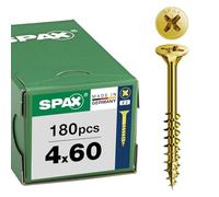 SPAX Vis universelle 4 x 60 mm, 180 pièces - Vis à bois, filetage partiel, tête fraisée, empreinte cruciforme Z2, pointe 4CUT, revêtement YELLOX - 8000000287435