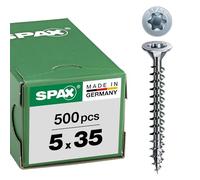 SPAX Vis universelle, 5,0 x 35 mm, 500 pièces, T-STAR Plus, tête fraisée, filetage complet, 4CUT, WIROX A3J, 1191010500355