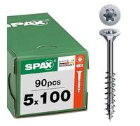 SPAX Vis universelle 5 x 100 mm, 90 pièces - Vis à bois, filetage partiel, tête fraisée, T-STAR plus T20, pointe 4CUT, revêtement WIROX - 8000000277030