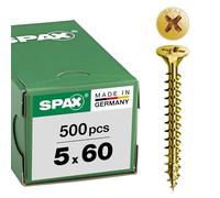Spax Vis à bois Filetage total PZ2 5x60 mm 500 pièces Yellox