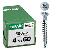 SPAX Vis universelle avec tête percée, 4,5 x 60 mm, 500 pièces, Tête centrante, Tête fraisée, Cruciforme Z2, Pointe S, WIROX - 0271010450605