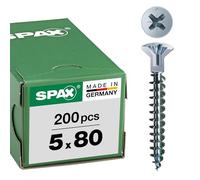 SPAX Vis universelle avec tête percée, 5 x 80 mm, 200 pièces, Tête centrante, Tête fraisée, Cruciforme Z2, Pointe S, WIROX - 0271010500805