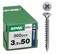 SPAX Vis Universelle WIROX 3,5 x 50 mm, 360 pcs., Tête Fraisée, Z2