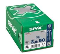 SPAX WIROX A3J 0291010350505 Lot de 500 vis universelles, cruciforme Z2, tête demi-ronde, filetage complet, 4CUT, galvanisé