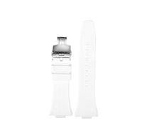 SPAYAGBVPM 6 couleurs adaptées au bracelet de montre for hommes Tissot PRX Super Player T137.407 T137.410 bracelet de montre en silicone étanche accessoires de boucle en métal(White- Folding)