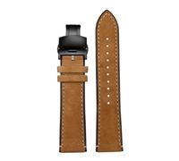 SPAYAGBVPM Bracelet de montre en cuir marron clair Surface givrée vintage 22 mm for Tissot T116.617 for Tag Heuer for bracelet de montre Hamilton Accessoires(Brown black Folding)