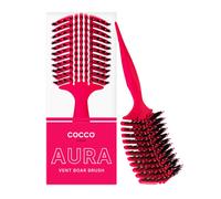 COCCO Aura Vent Brosse à sanglier | Design ventilé à double courbure pour un séchage plus rapide, démêlage et brillance sans effort, sanglier + poils en nylon, poignée ergonomique confortable pour