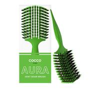 COCCO Aura Vent Brosse à sanglier | Design ventilé à double courbure pour un séchage plus rapide, démêlage et brillance sans effort, sanglier + poils en nylon, poignée ergonomique confortable pour