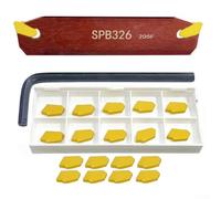 SPB326 Grooving Tool 110mm with 20x SP300 Inserts 3mm | Includes 1 SPB326 holder, 20 SP300 inserts, wrench; 110mm length, 3mm cut width, ready for use